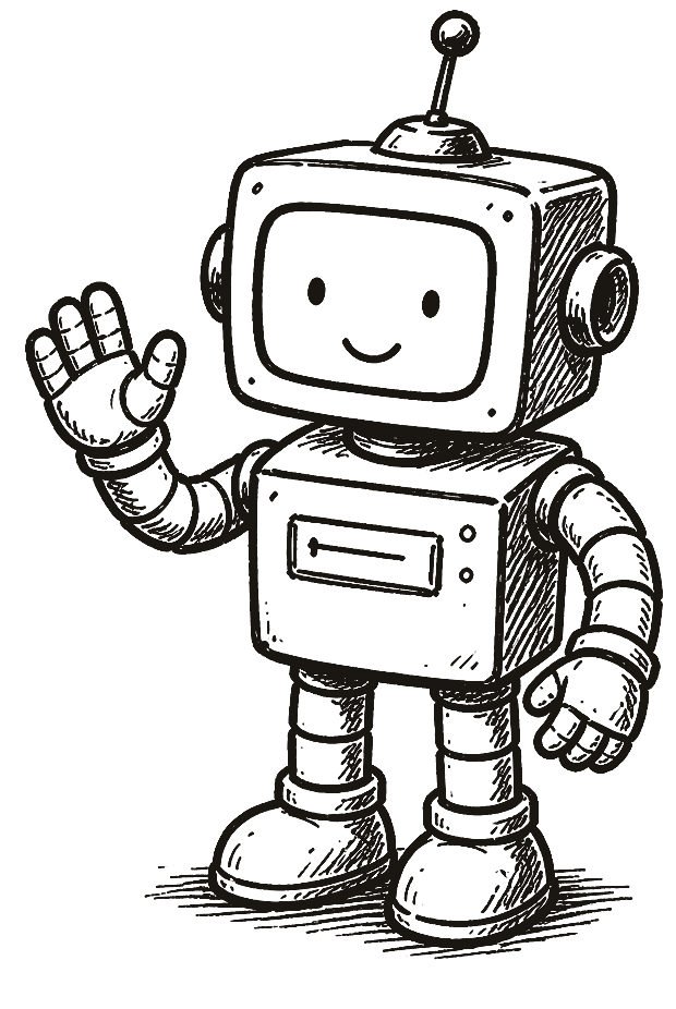 Roboten vinker — hei!