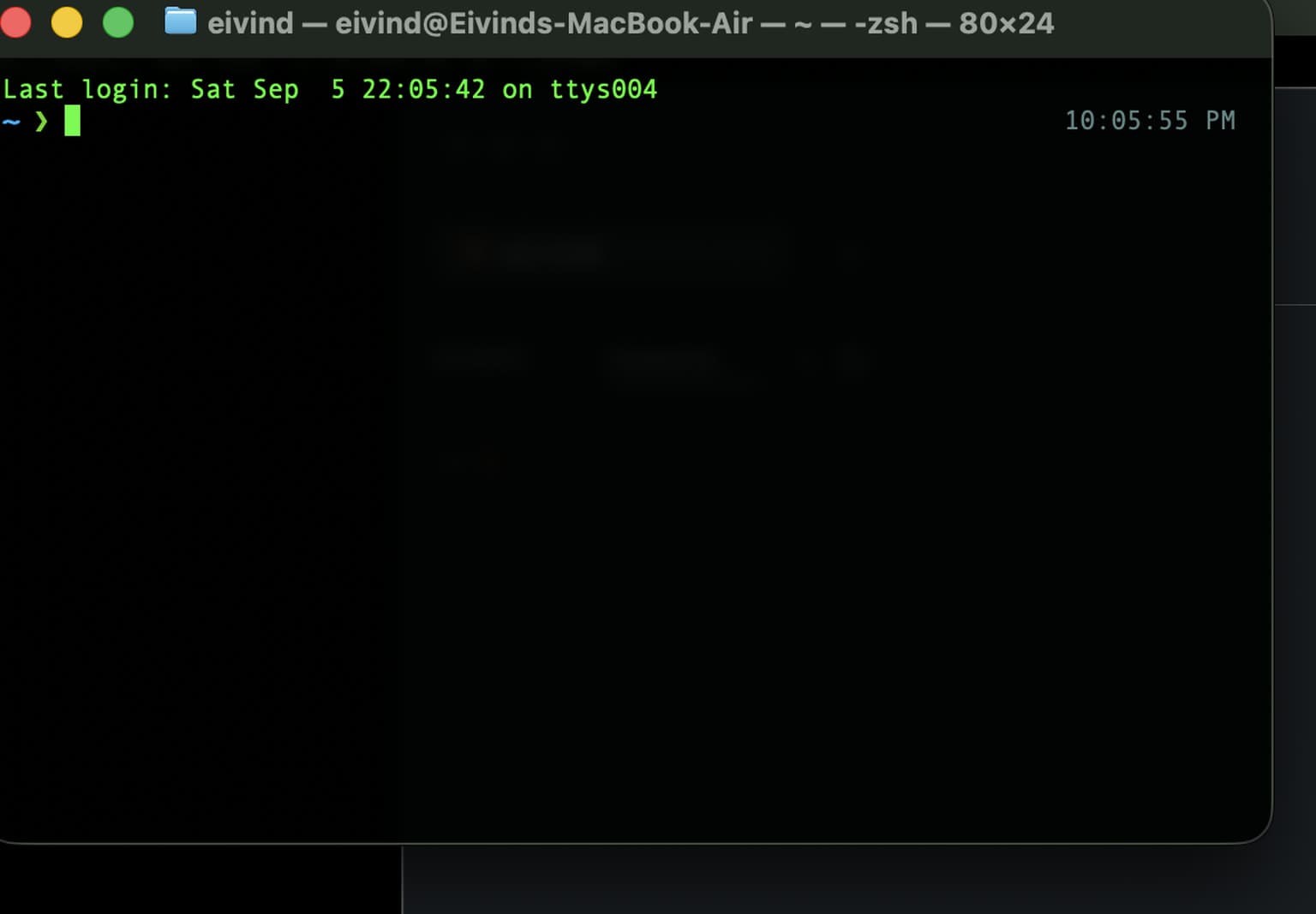 Terminal.app, slik den ser ut når du åpner den.
